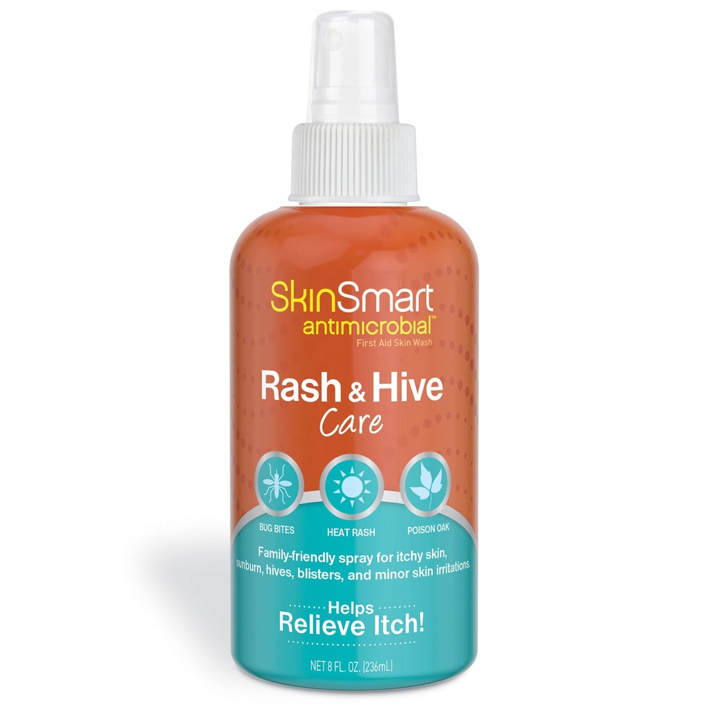 SkinSmart Erupții cutanate antimicrobiene și de îngrijire a stupului, de prim ajutor spălare a pielii, 8 oz Spray flacon