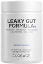 Codeage Leaky Gut Supplement, L-Glutamine, N-Acetilglucoză, Probiotic, Acid butiric, Polifenoli, Querbetin, DGL, Root Marshmallow, Berberine, BioPerine, Scorțișoară, Vegan, Non-GMO, 60 Capsule