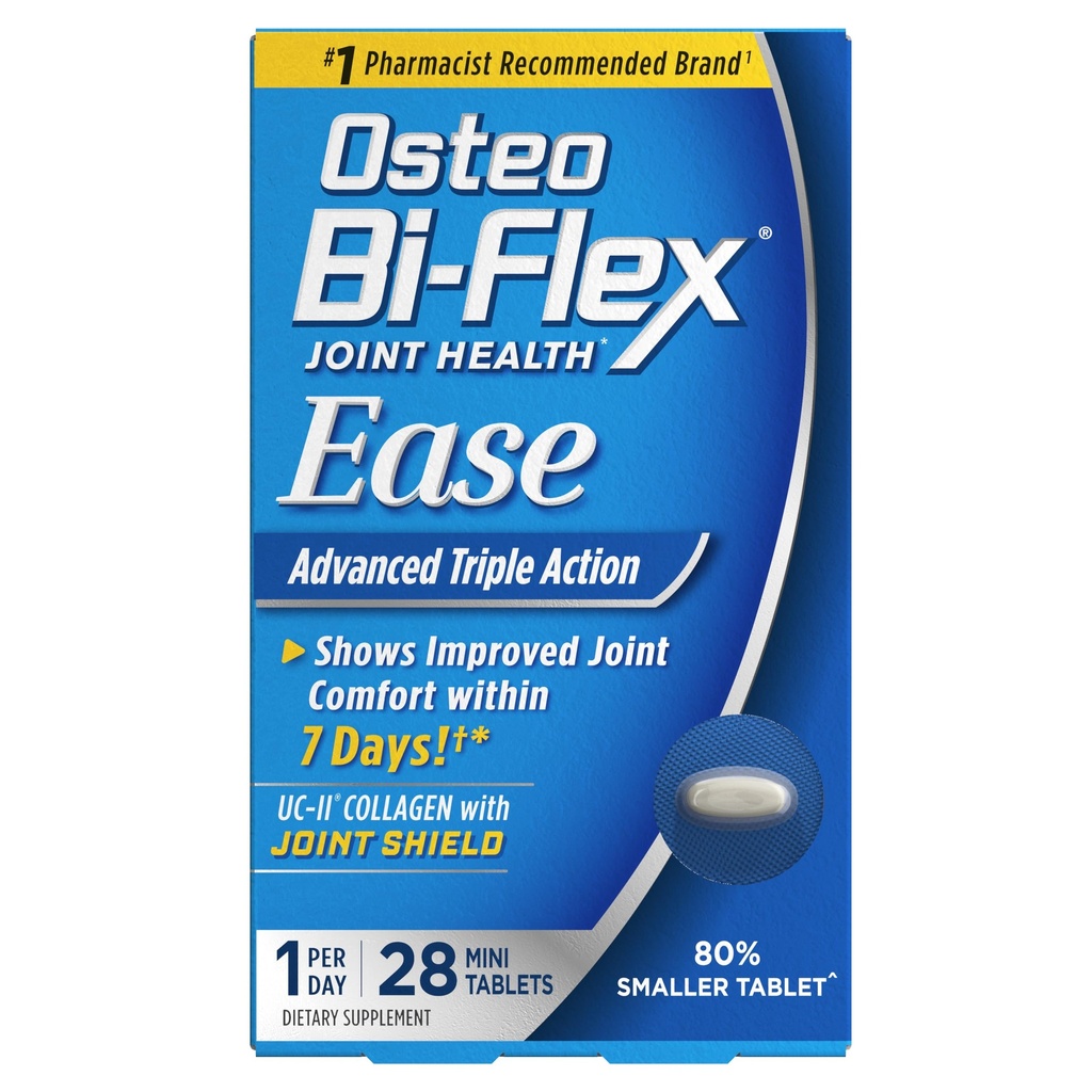 Osteo Bi-Flex Ease Advanced Triple Acţiune cu Vitamina D Suplimente comune, Mini-Tablets, 28 Conte