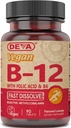 Deva Vegan Vitamina B12 Supliment rapid de dizolvare - Once-Per-Day Complex cu 1000 Mcg Methylcobalamină B12, Acid folic, B6 - Lemon Flavor - 90 comprimate Dizolvabile, 1-Pack