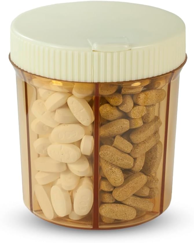 Vitanizer Vitamina & Pill Organizator - 6 Compartiment Caz cu Easy Turn Lid Dispenser - Se potrivește toate tabletele și suplimentele de dimensiune - Study, sigur, UV de protecție din plastic