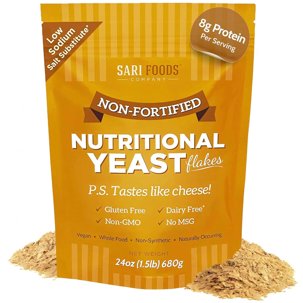 Non- Fortified Nutritional Yeast Flakes, Whole Foods Based Proteine Powder, Vegan, Gluten Free, Vitaminele B, Beta-glucani și toate cele 18 Aminoacids (24 oz.)