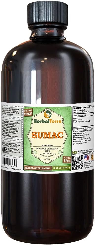Suma (Pfaffia paniculata) Glicerit, Extract lichid fără alcool din rădăcini uscate (Numele brandei: HerbalTerra, Proudly Made in USA) 32 fl.oz (0,95 l)