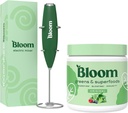 Bloom Nutrition Superfood Greens Powder, Enzime digestive cu probiotice și prebiotice, Sanatate Gut, Blooting Relief, Original + Milk Froth High Powered Hand Mixer