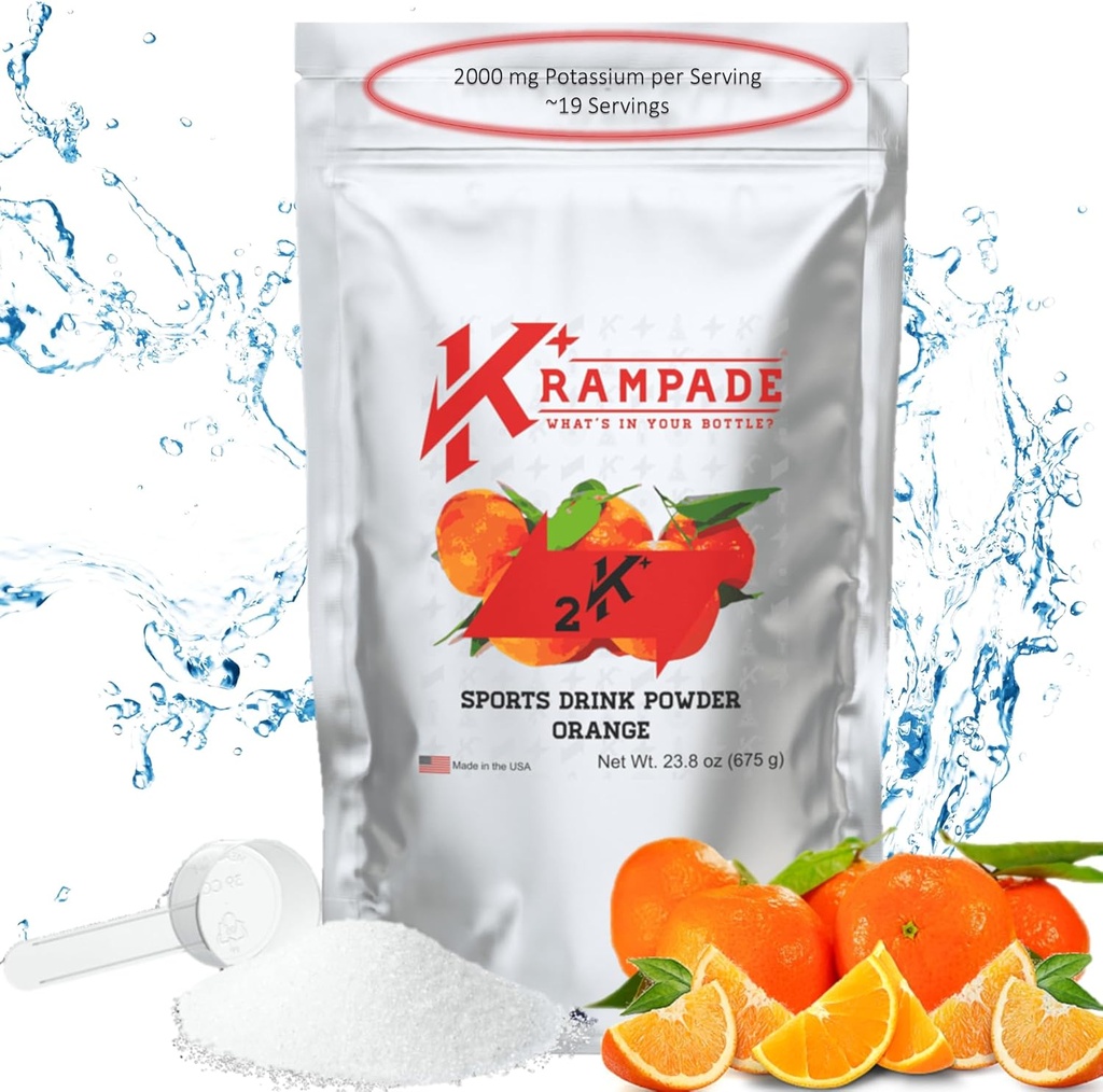 Krampade Electroliti Powder Supliment de potasiu - 2000 mg K+, >2X mai mult decât apă de nucă de cocos 