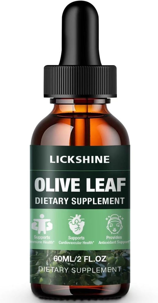 1 ambalaj 1000MG ulei frunze de măsline Extract lichid - picături de frunze de măsline organice suplimentare Tinctură pentru o mai bună absorbție - Immun & inima suport gluten-free, non-GMO, Vegan, 2 Fl Oz