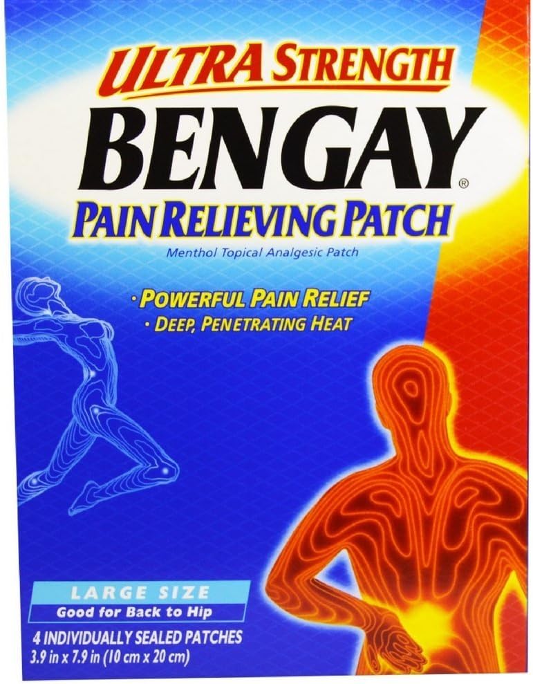 BENGAY Ultra putere durere ușurare patch-uri mari dimensiuni 4 fiecare (Pachet de 4)