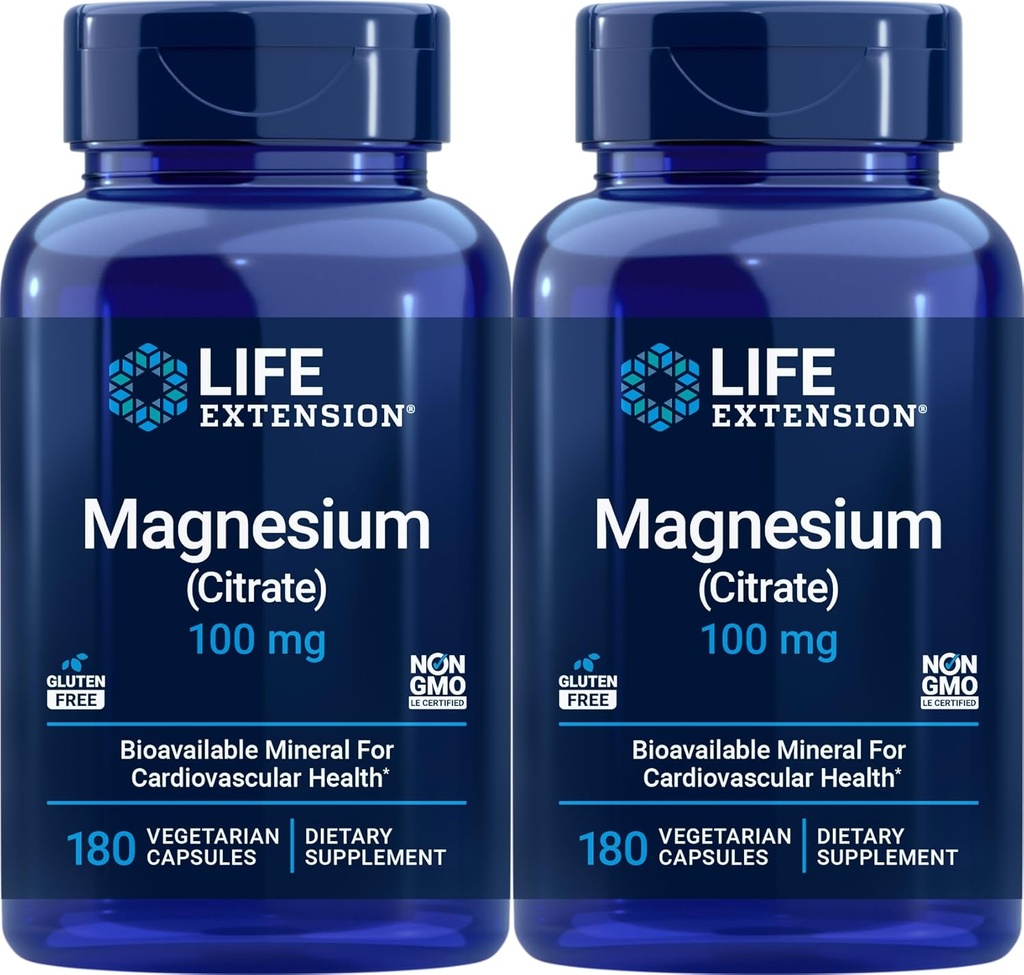 Life Extensie Magneziu (citrat) 100mg, 180 Veg Caps (Pachet de 2) - Mag Supliment