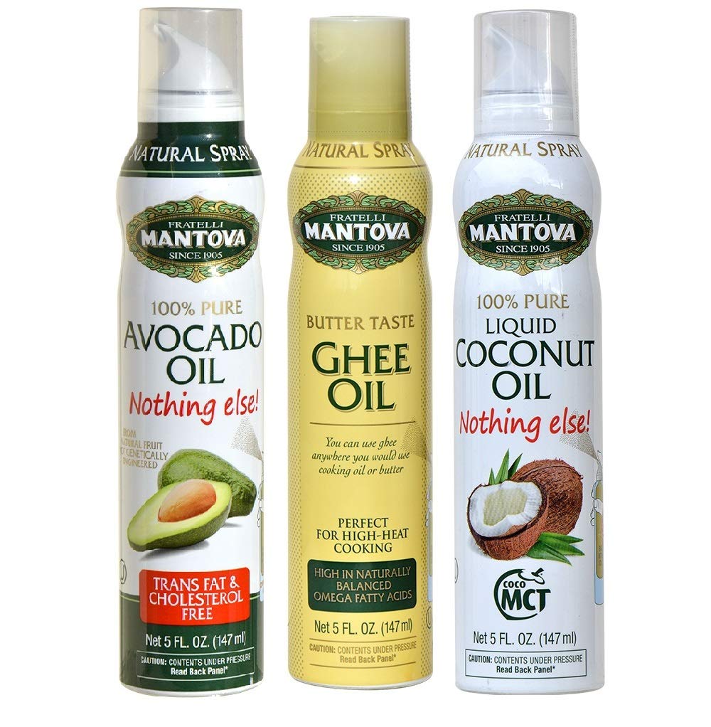 Set de ulei de stropire Mantova Keto (Avocado, Ghee, Coconut MCT Ulei), ambalaj cu 3 flacoane
