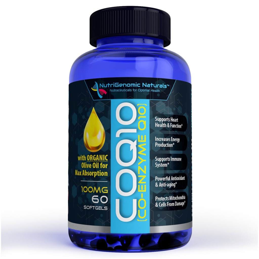CoQ10, Coenzima Q10, cea mai mare absorbţie cu ulei de măsline organic, 100mg, 60 Softgels, Ubichinonă, Ubichinol, Susţine Heart Health, Creste Energia, Pure, Naturale, Eficiente