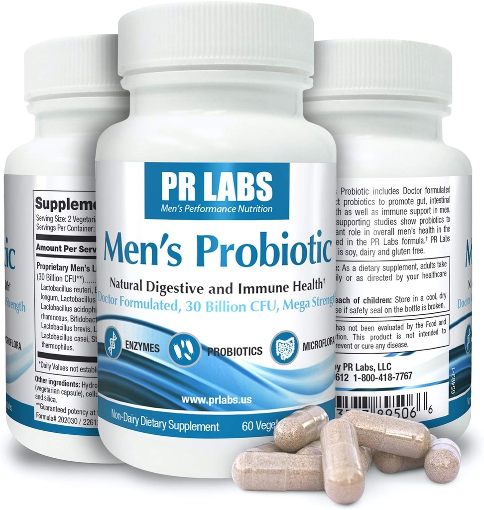 Probiotic - Digestive Enzyme Supliment Probiotic pentru barbati - Promoveaza sanatatea si sprijinul imun - 1 pachet (60 capsule)