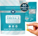 Seafoods Trident Pure Catch Wild Alaska ulei de pește 1060mg Triple Putere Omega-3 Peste Suplimentul de ulei pentru femei și bărbați - EPA și DHA - 60 Ct. Daily Citrus Soft Gel Supports Heart, Brain, și viziune