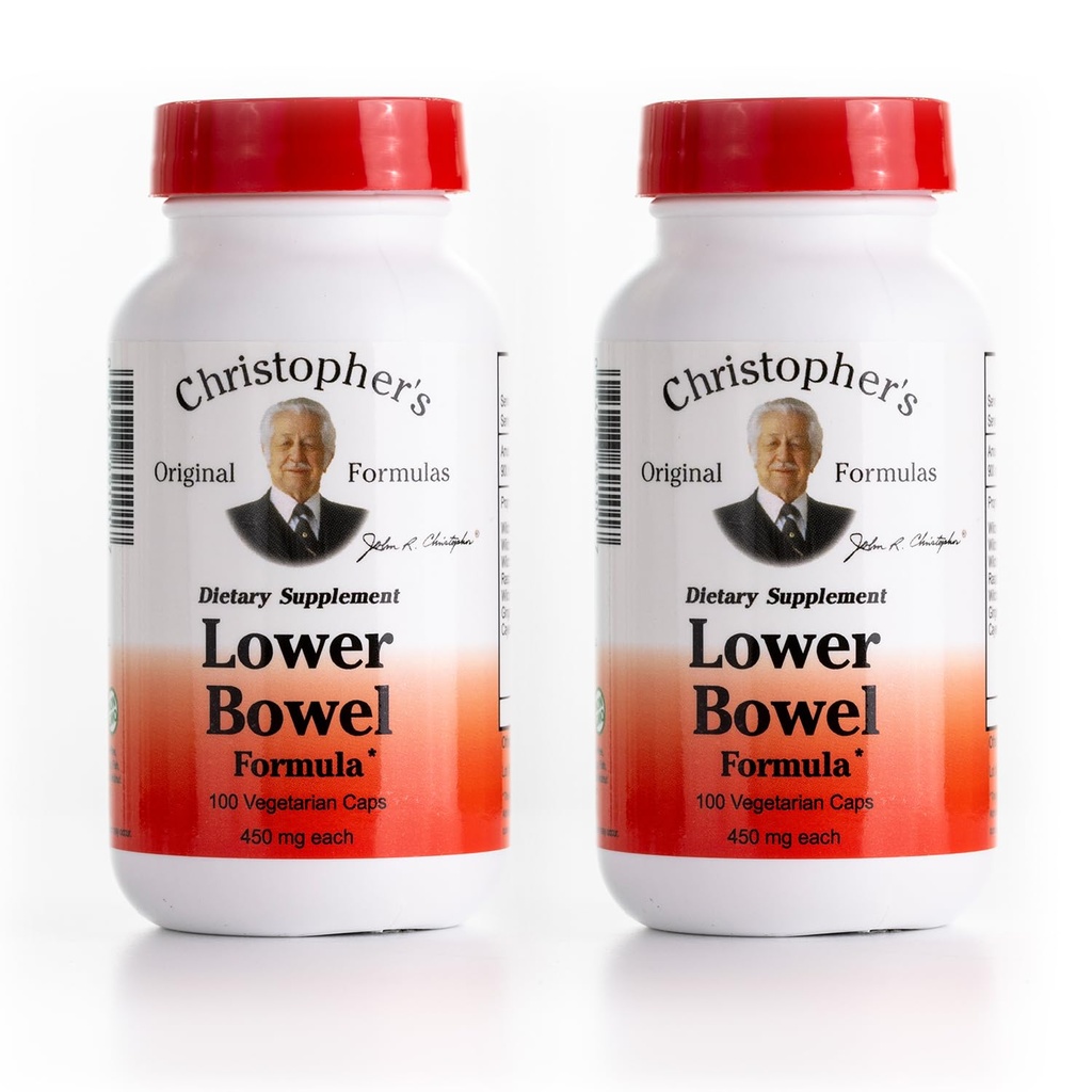 Formularele originale ale lui Christopher Lower Bowel Cleanse Capsule Formula - Herbal Laxative Colon Cleanse şi Gut Cleanse 100 ct. - Ambalaj cu 2 capsule