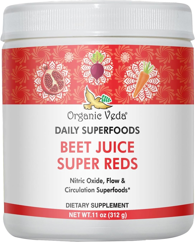 Ecologic Veda Beet Root Powder Supplement Juice with Superfood Reds - Beet Juice Powder with Nitronic oxided to Support Circulation, Energy, Endurance, and Stamina - Vegan, Non-GMO - 11 oz