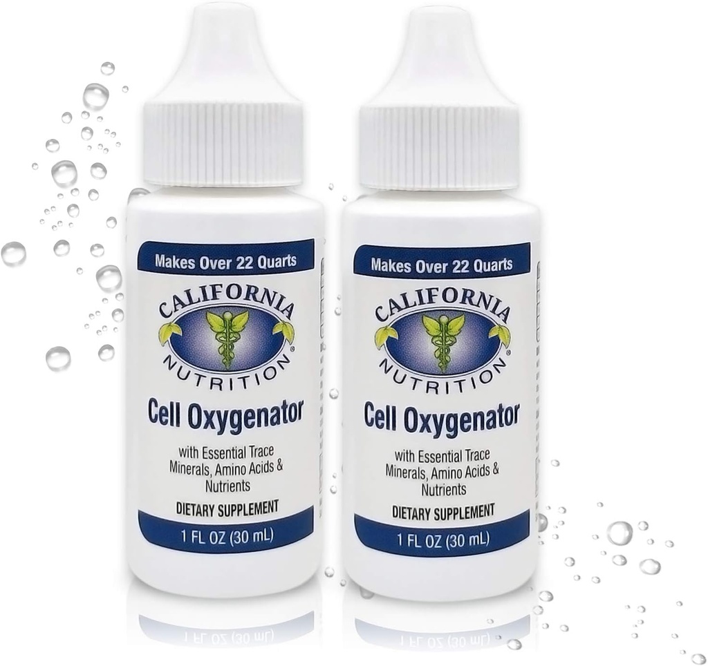 Celular Oxigenator 1 Fl Oz Sticla (Pachetul de 2), Picături de oxigen lichid Supliment nutritional zilnic pentru sistemul imunitar mai mare, Trace Minerale si Aminoacidi pentru sportivi Sport