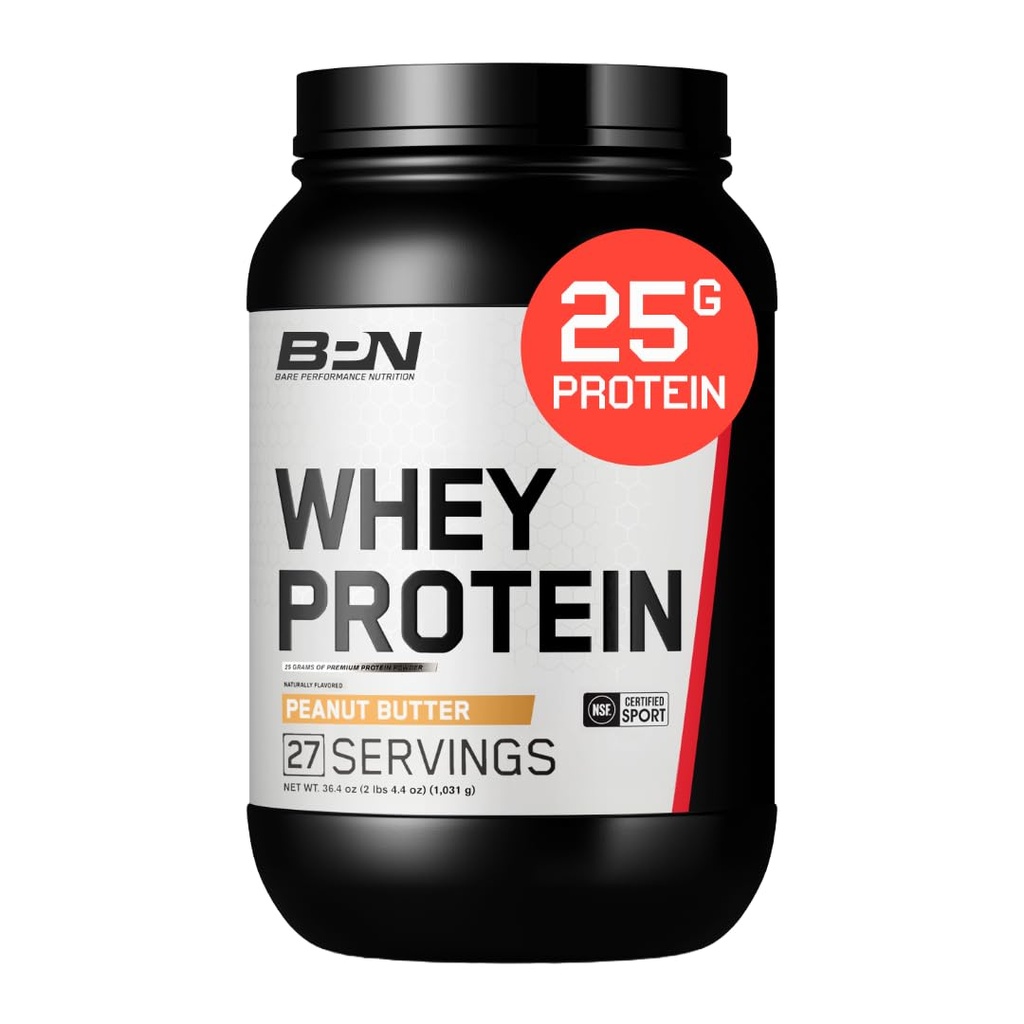 NUTRIŢIE DE PERFORMANŢĂ BARE, BPN Proteină Whey + pulbere de cazeină Blend, Unt de arahide, 25g Proteină per Serving Susţine recuperarea musculară Lean, 27 Serviri, terţă parte testat