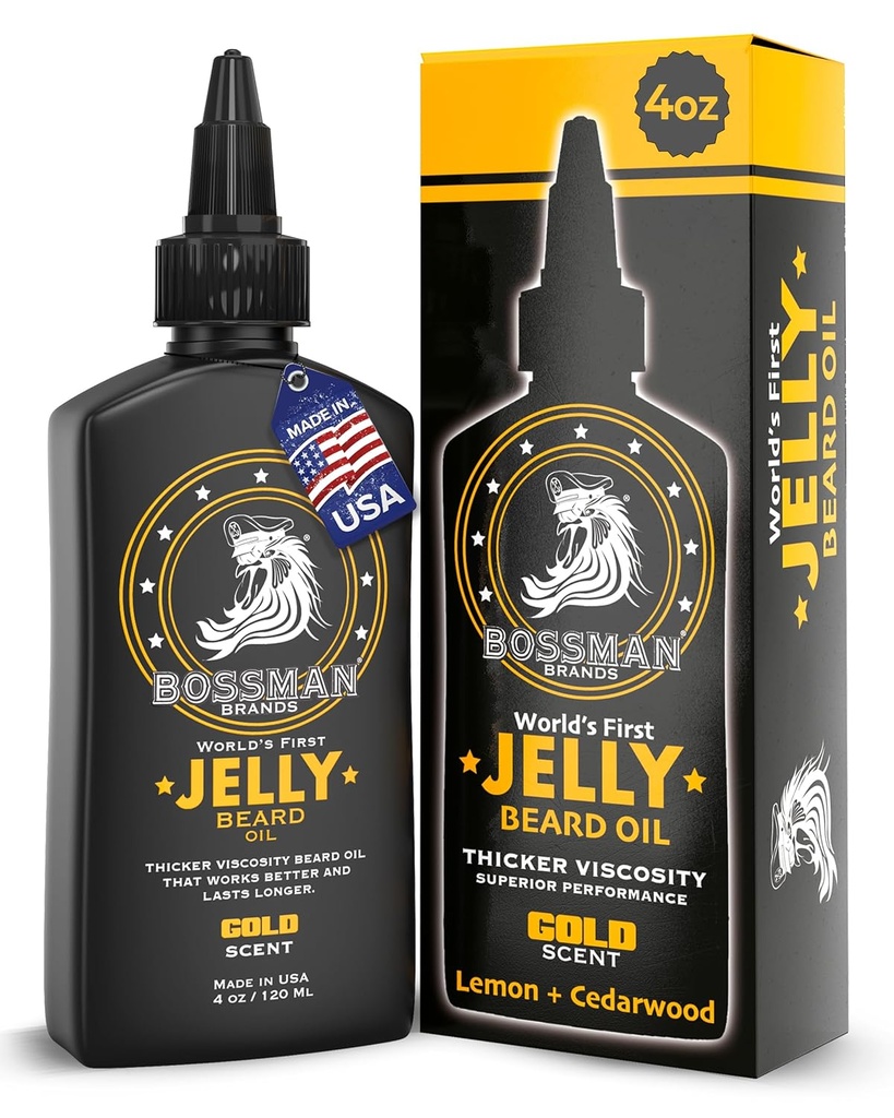 Bossman Jelly Beard Oil for Men (4 oz, Gold Scent) 