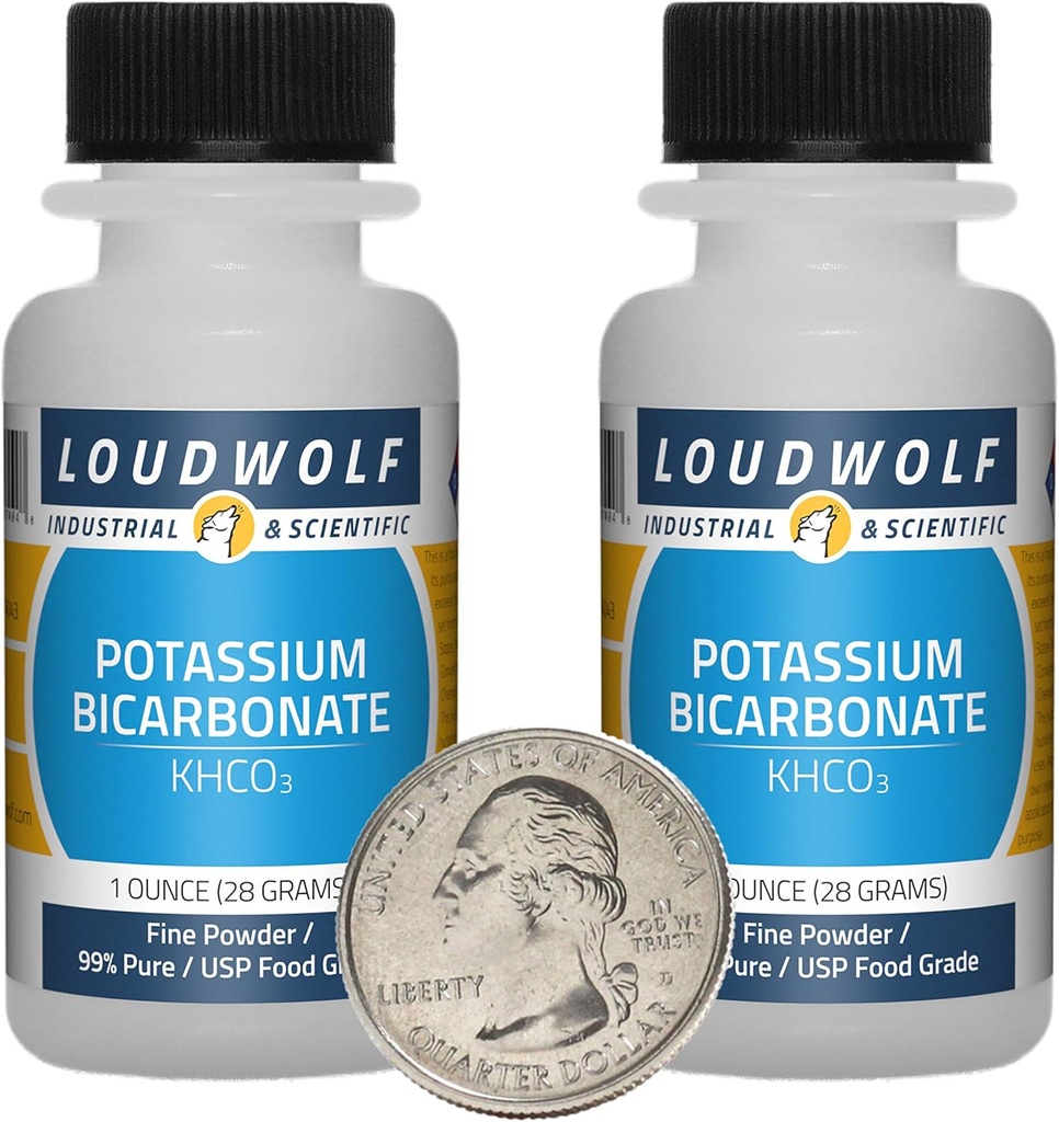 Bicarbonat de potasiu / 2 Onces / 2 Sticle / 99% Pure USP Food Grad/Fine Pulbere