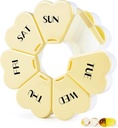 MOLN HYMY mari săptămânale Pilula cutie 7 zi, Pilula Organizator caz, Flower Pill Container o dată pe zi, Round Medicina Dispenser pentru vitamina/Fish ulei/medicatie/Supplement (Yellow)
