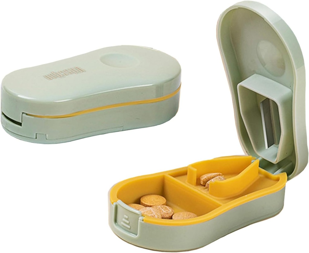 Verde deschis Splitter Pilula mici cu dispozitiv de centrare pentru pastile mici și mici, Cuts Vitamine tablete, Portabil Excelent Pill Crusher pentru Purse Pocket