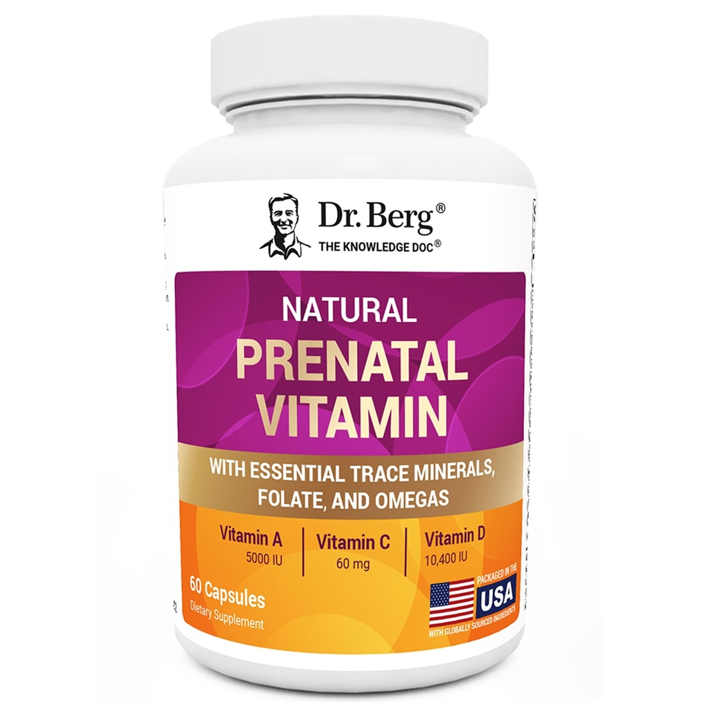 Dr. Berg Vitamine naturale prenatale pentru femei (Pregnant & Nursing) - Vitamine prenatale cu folic, vitamine, minerale, Omegas, &11 Superalimente puternice - Femei Multivitamine prenatale - 60 Capsule