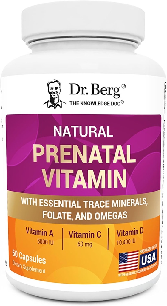Dr. Berg Vitamine naturale prenatale pentru femei (Pregnant & Nursing) - Vitamine prenatale cu folic, vitamine, minerale, Omegas, &11 Superalimente puternice - Femei Multivitamine prenatale - 60 Capsule