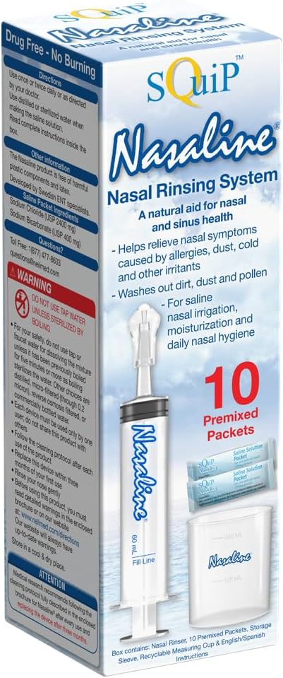 Sistem de clătire Nasal Nasal Squip Nasal cu 10 pachete saline premixate