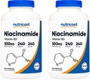 Nutricost Niacinamidă (Vitamina B3) 500 mg, 240 capsule (2 flacoane)