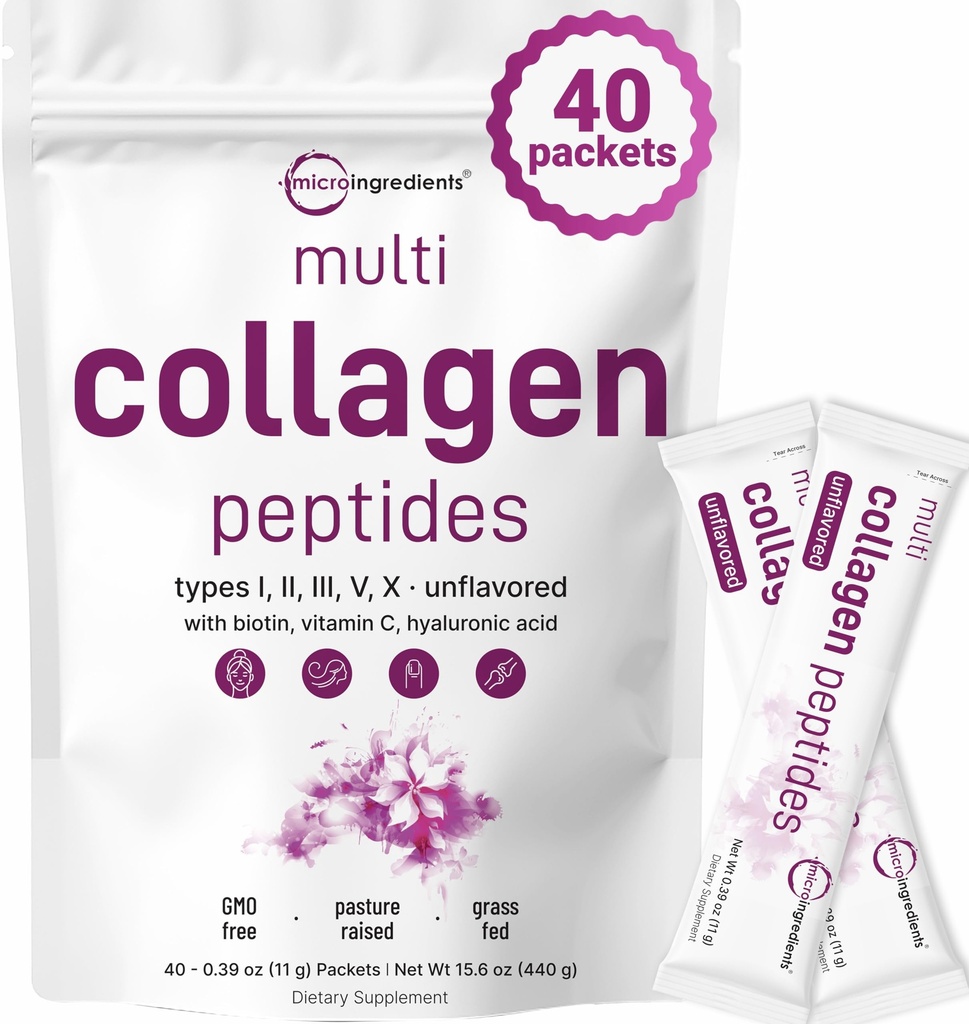 Micro Ingrediente Multi Colagen Peptide pulbere, 40 Stick Packs 