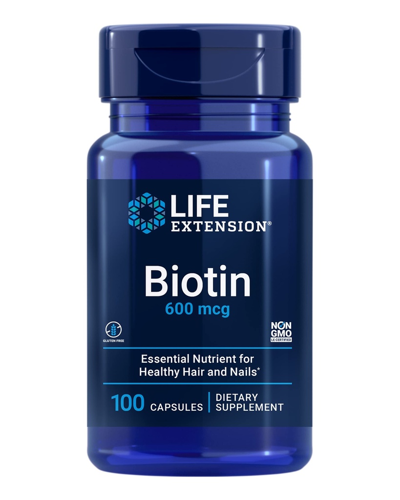 Extensie de viaţă Biotin 600 mcg Vitamina B7 Supplement pentru păr frumos, unghii şi dincolo de 