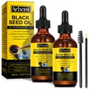 2 Pack Black Seed Ulei de semințe organice la rece presat,100% Pure & natural negru ulei de semințe de sticlă presat la rece 60ML pentru îngrijirea pielii, Nourishes și Hydrates păr