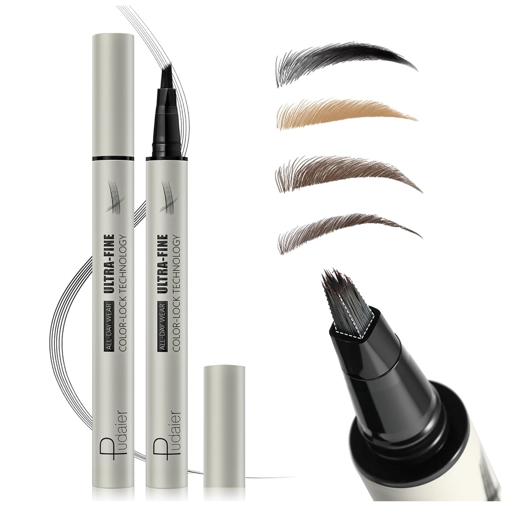 Microblading Eyebrow Pencil, Liquid Magical Multi-Tip Sprâncene Creione pentru Femei, Creion sprâncene impermeabile pentru sprânceana naturala, Sprâncene lunga Degete cu par ca Strokes Brokes Machiaj Pen