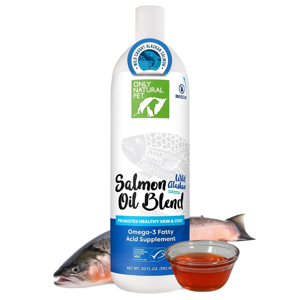 Numai Natural Pet Wild Alaska ulei de somon pentru câini și pisici - Omega 3 & 6 Suplimentul alimentar lichid pentru animale de companie - EPA & DHA ulei de pește, tot sprijinul comun natural, Promovarea pielii sănătoase, haina & inima - 20 Fl Oz