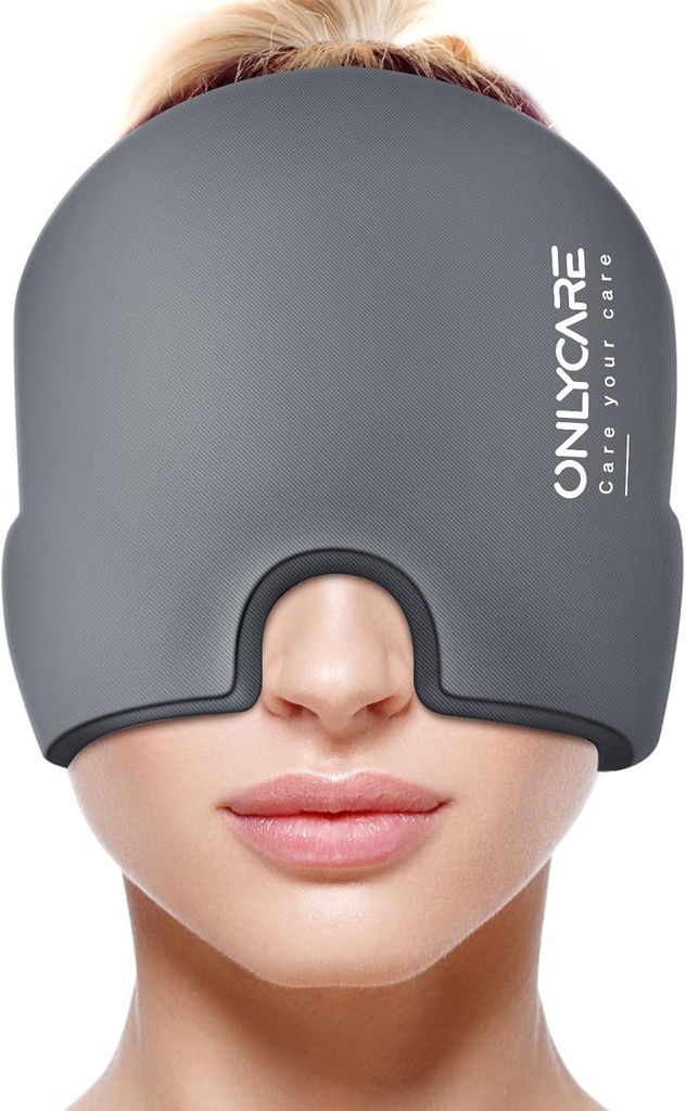 DOARCARE Migrene Relief Cap, Soothing Migrene Mask, Upgraded Odorless Gel Ice Head Wrap, Hot and Rece Terapie, FSA sau HSA eligibile Headache Pack pentru Tensiune și Stres (Grey)