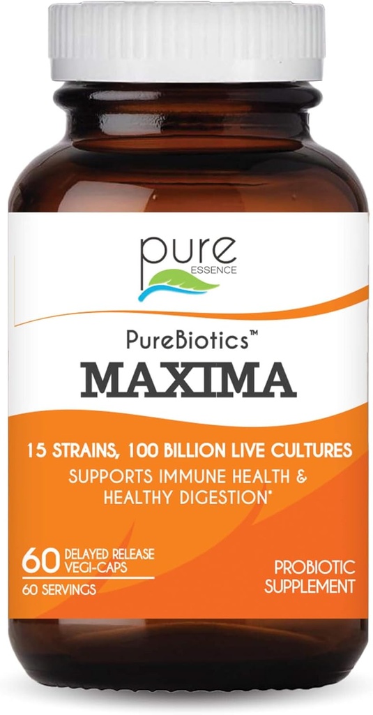 ESSENCE LABS Maxima Probiotice 100 Miliarde CFU - Bărbați și femei Supliment probiotic pentru o mai bună digestia - 15 Tulpini pentru sprijin imun și sănătate digestivă (60 capsule)