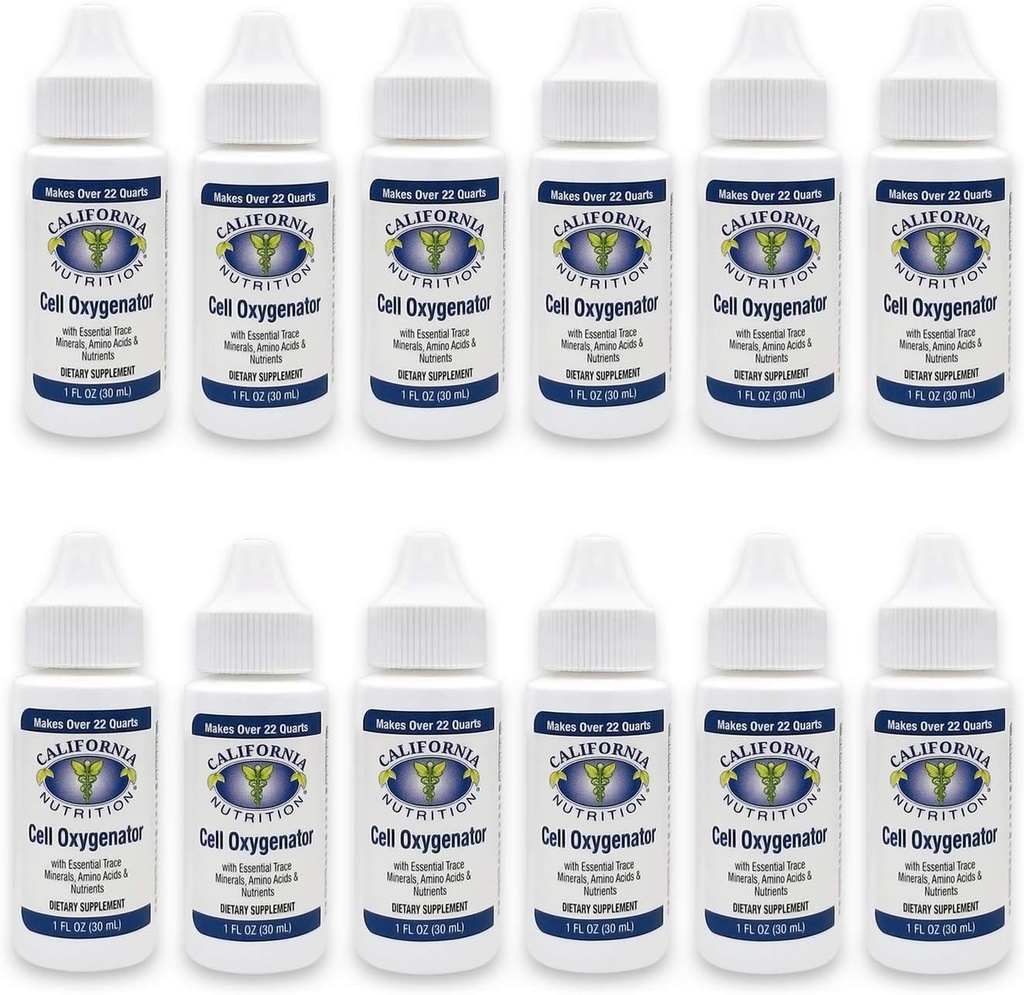 Celular Oxigenator 1 Fl Oz flacon (Pachetul de 12), Cell Food Concentrat lichid de oxigen picaturi de apa, Supliment alimentar nutritional, Sistem imunitar de sustinere, Aminoacidi si urme minerale