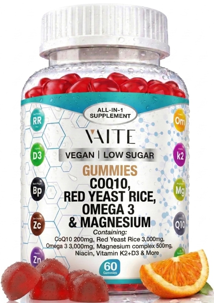CoQ10 200 mg Gummies cu Red Yeast Rice & Magneziu Glicinat 