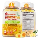 Ginger Chews Gummies for Great & Digestive Support, Stomac Relief - Sugar Free with Turmeric & Odorless Usturoi, Querbetin, Vitamina D3, C, Delicious Digestive Supplements, 60Cts (Pachet de 1)