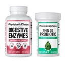 CHOICE medicului - Bate Bloat + Suport de management al greutății Bundle: Enzime digestive 180ct + Thin-30 Probiotic 60ct - Value Pack