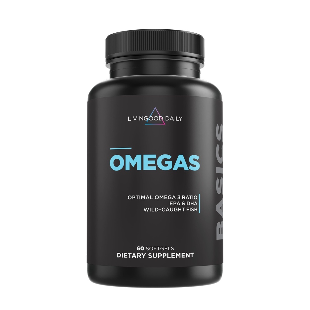 Livingood zilnic ulei de pește Omega 3 Supliment, EPA și Dha de pește sălbatic prins, Omega 3 acizi grasi pentru inimă, creier, și sănătatea comună pentru bărbați și femei, Gluten gratuit, 30 zile de aprovizionare, 60 Softgels