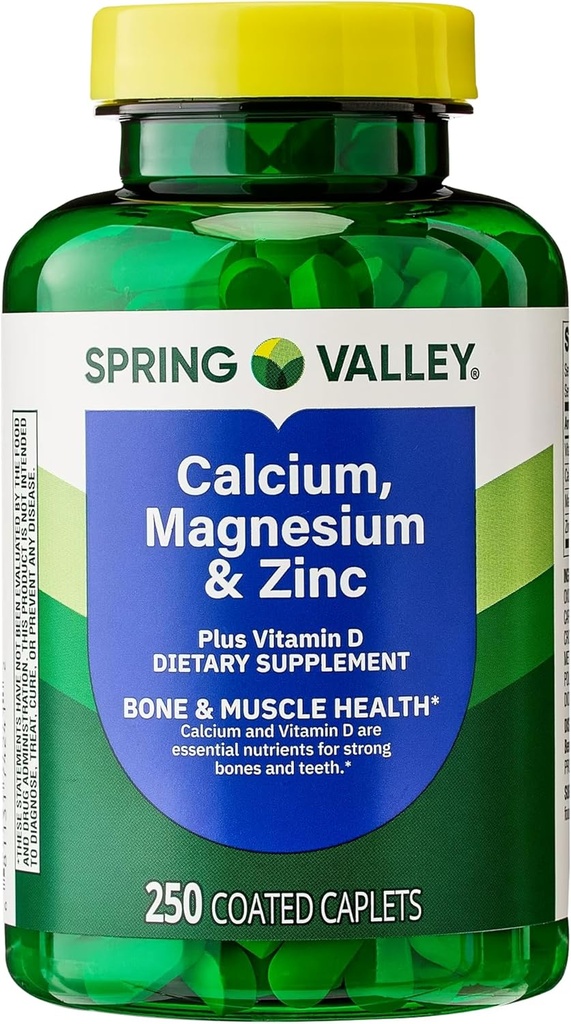 Calciu, magneziu, zinc și vitamina D3. Valea de primăvară Magneziu de calciu cu Plus Vitamina D3 Caplete Supliment alimentar, 250 Conte Bundle cu 45 Diabet zaharat Decodat