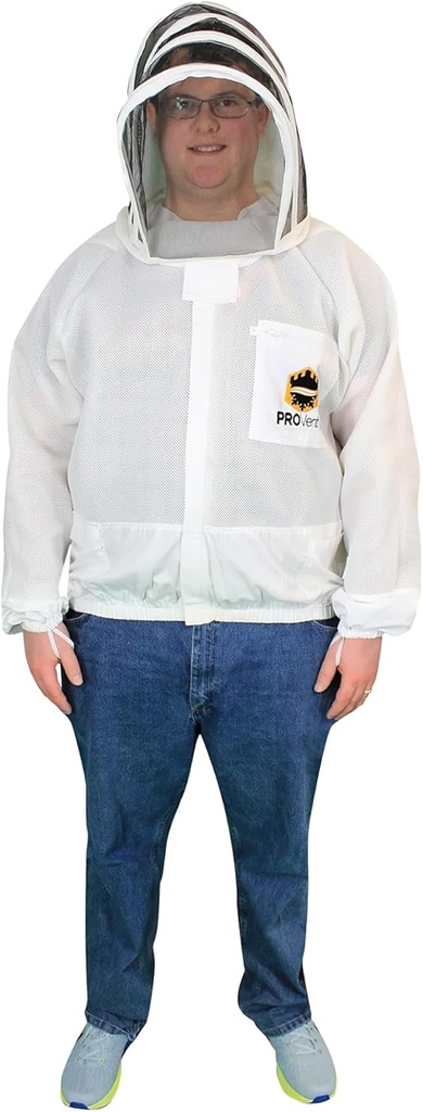Lacul Mann Lake Provent Beekeet, Gear profesional Vented Bee Gear cu Auto-Suporting Veil, Greavy-Duty Zippers, Deschideri Elastic Wrist, Zone de înaltă uzură întărită și buzunar piept, Medium