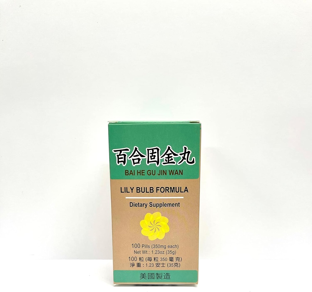 Lao Wei Lily Bulb Formula - Bai He Gu Jin Wan Suplimentul Herbal ajută la menţinerea unui sistem respirator sănătos şi tuse cu Phlegm 100 pastile 350mg / fiecare Made in USA