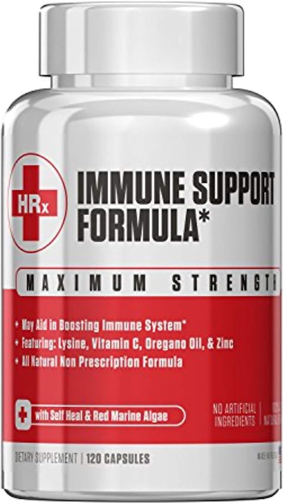 Re+Gen Nutriţie Suplimentul de sprijin imun pentru adulţi, Capsule naturale cu zinc, vitamina C, L L lysina Amino Acid şi ulei Oregano pentru Imunitatea puternică Sănătate la bărbaţi şi femei, 120 capsule