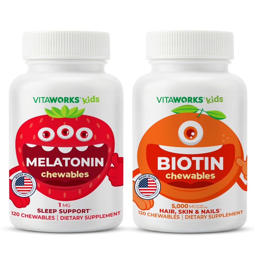 Copii Melatonina 1 mg Masticabile + Biotin 5000mcg Masticables Bundle