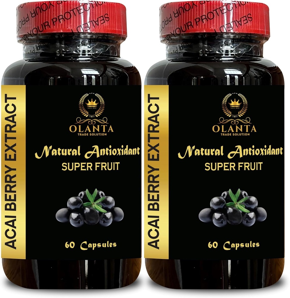 Extract de ACAI Berry - Superantioxidant din Brazilia, Superfoods Formula pentru suport sistem imunitar optim, suport zilnic de wellness - 2 sticle 120 capsule
