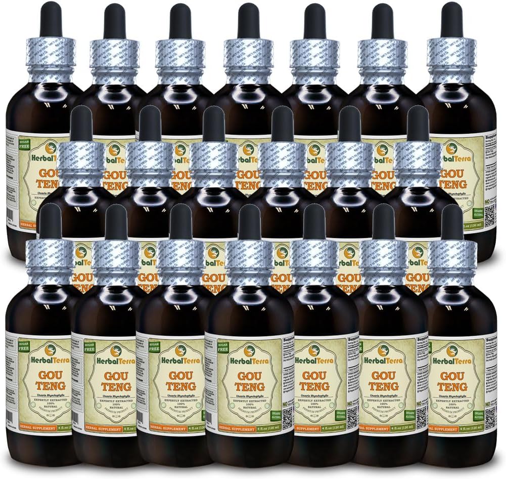 Ramulus Uncariae Cum Uncis (Uncaria Rhynchophylla) Tincture, Organic Dried Stalks Liquid Extract (Brand Name: HerbalTerra, Proudly Made in USA) 20x4 fl.oz (20x120 ml)