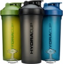 Cupa Hydra [3 Pack] 45 Ounce Sticle Shaker pentru Shake-uri de proteine, Cupe Jumbo Shaker cu bile Blender Whisk, Sticla foarte mare cu mâner (Culori Dark)