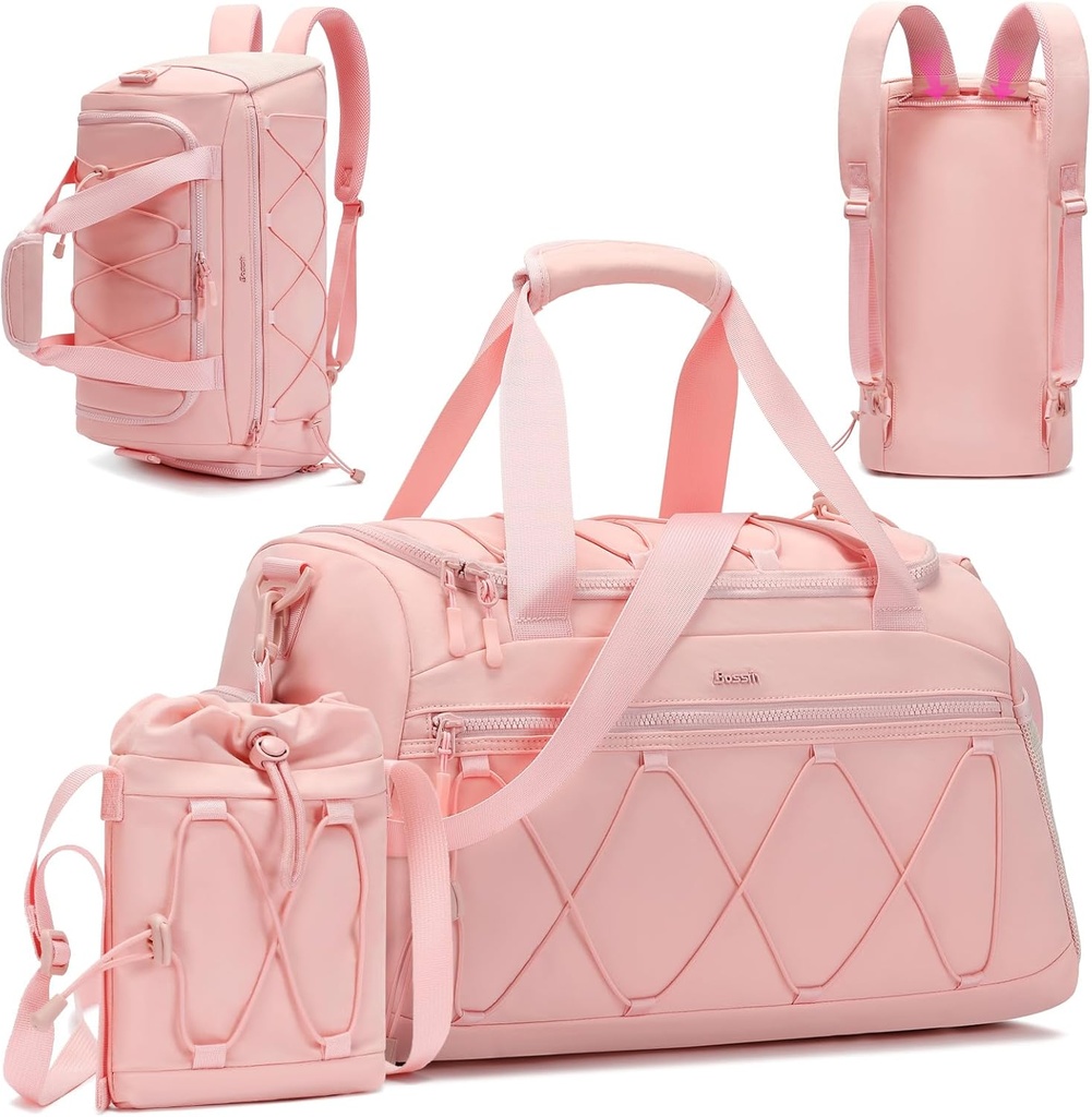 Roz Femeii 40L sală Duffel cu compartiment pantofi - Carry on Weekender Overnight sac - Personal articol de lucru de călătorie Tote