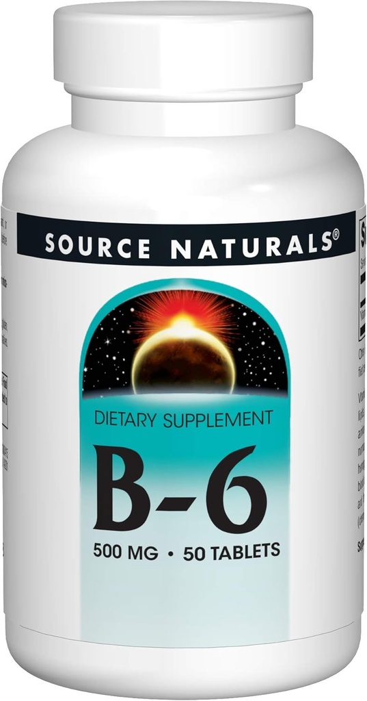 Sursa Naturals Vitamina B-6, 500 mg Immune System Support - 50 comprimate